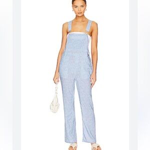 We Wore What Striped Linen Overalls Size XS